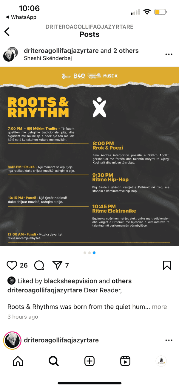 roots rhythm dritëro agolli tirana