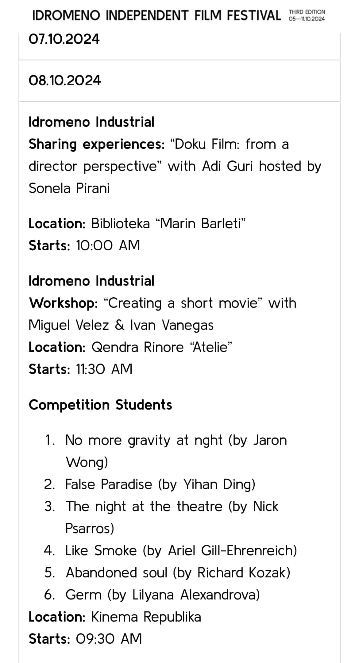 idromeno indipendent film festival