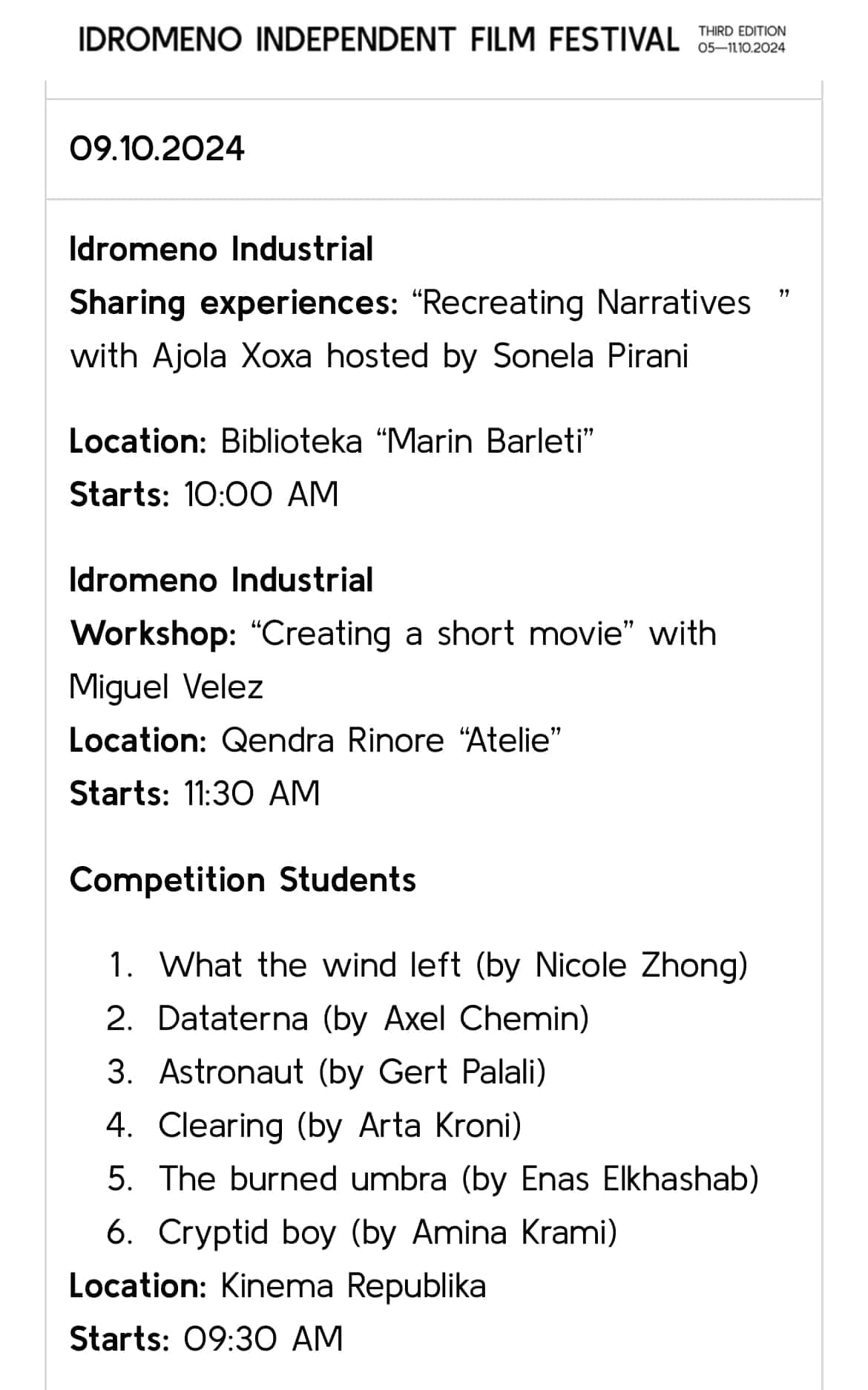 idromeno indipendent film festival