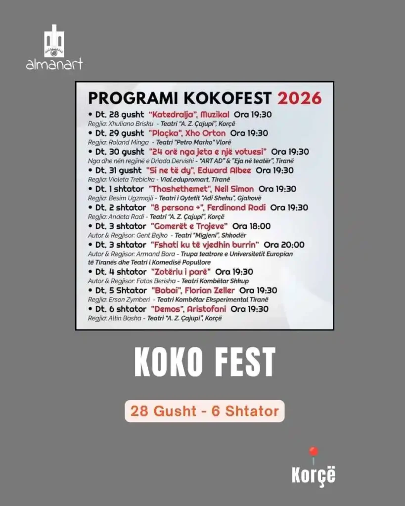 eventet kulturore të javës 24-31 gusht 2026