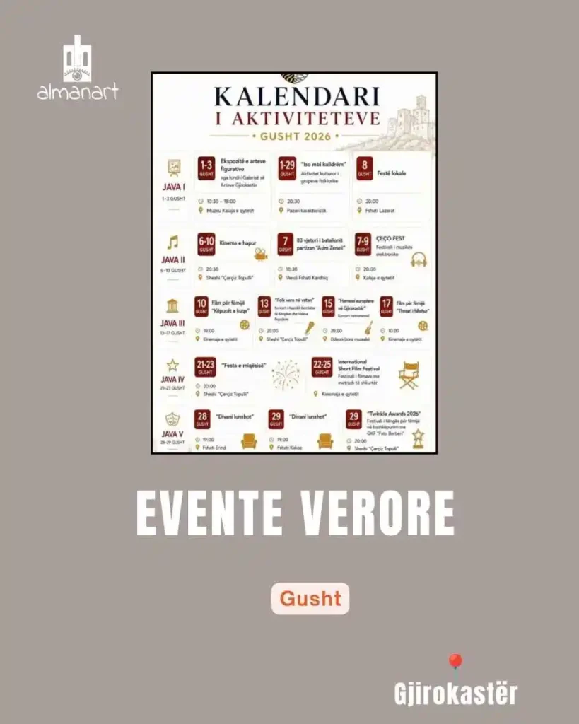 eventet kulturore të javës 24-31 gusht 2026