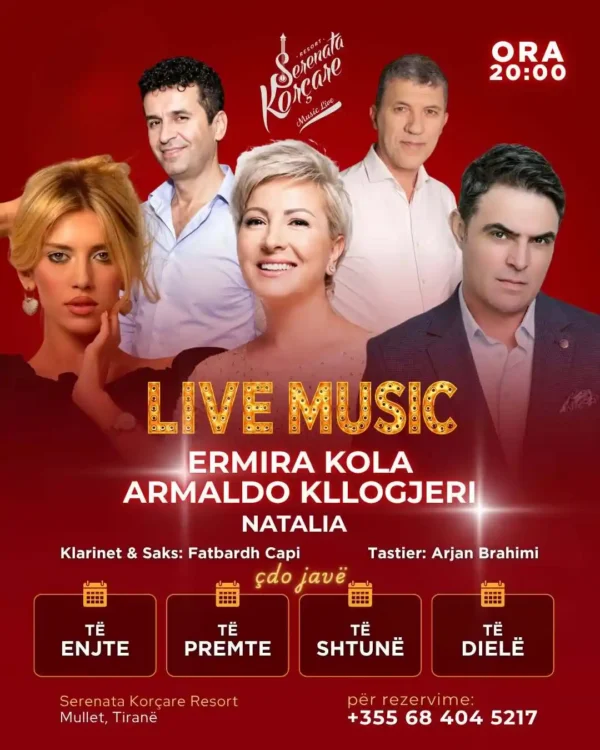 Serenata Korçare muzikë live Tiranë