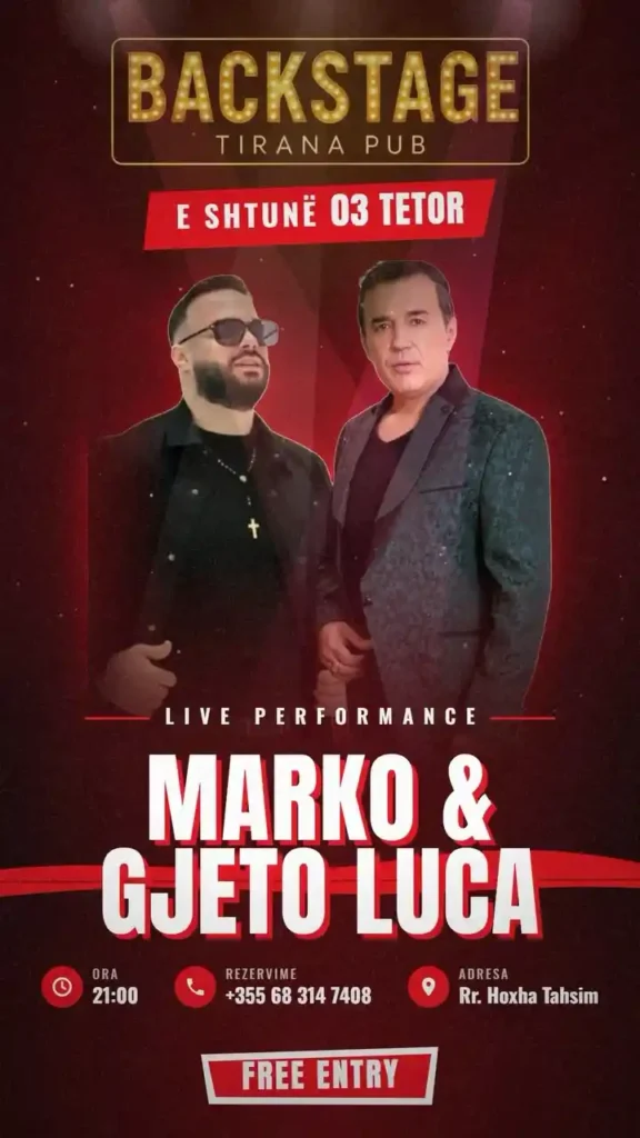 #BackstagePub #MarkoLuca #GjetoLuca #LiveMusic #TiranaNights