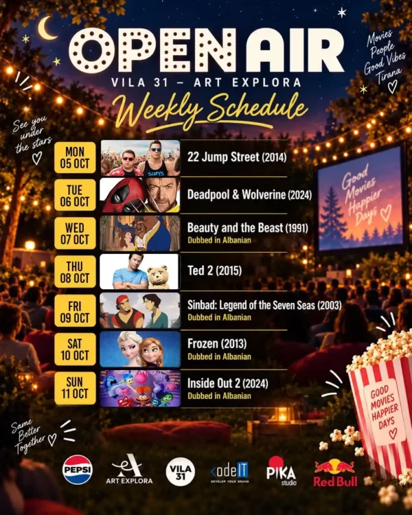 Shfaqje filmash nga Open Air te Vila 31-Art Explora
