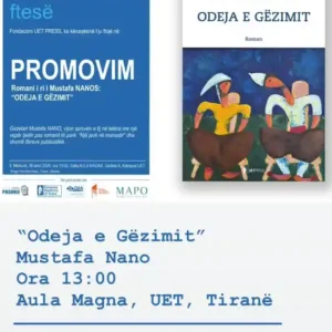 Promovimi i librit “Odeja e Gëzimit” nga Mustafa Nano te Salla Aula Magna, Godina A, Kampusi UET