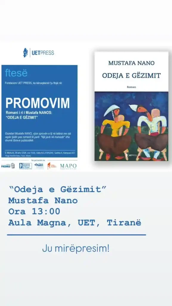Promovimi i librit “Odeja e Gëzimit” nga Mustafa Nano te Salla Aula Magna, Godina A, Kampusi UET